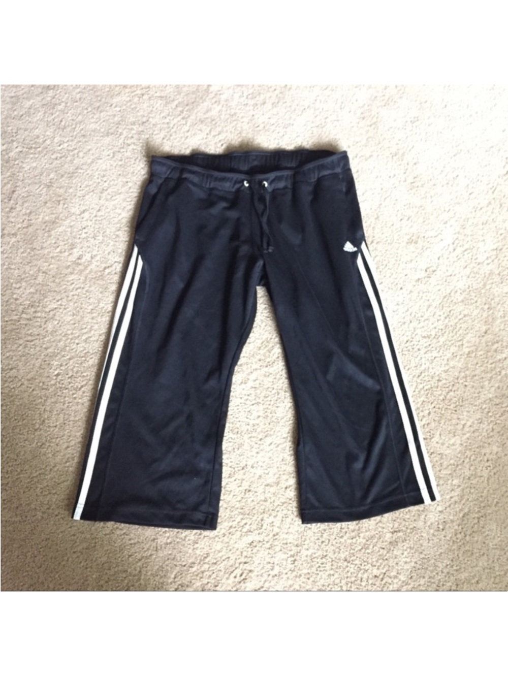 Adidas women’s Black Track Pants with White Side Stripes